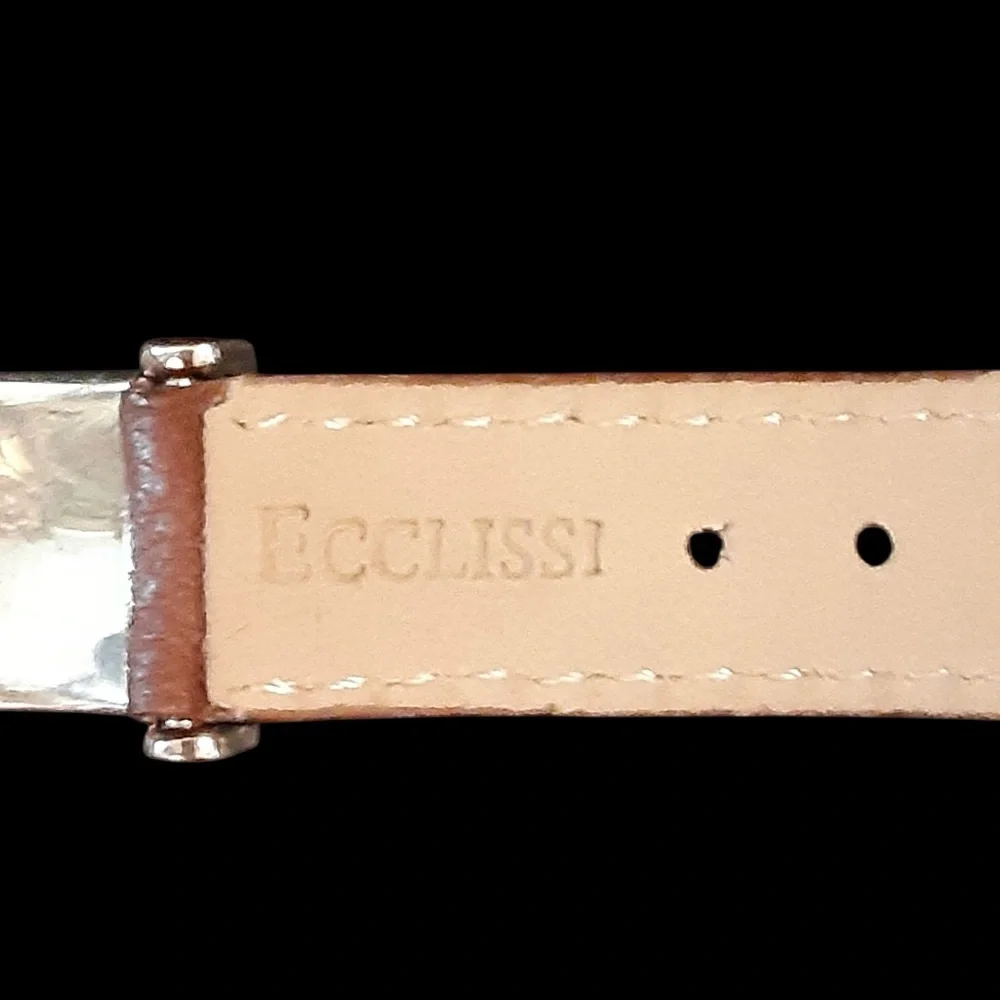 Vintage Ecclissi Southwestern Sterling Silver Brown Embossed Croc Leather Watch